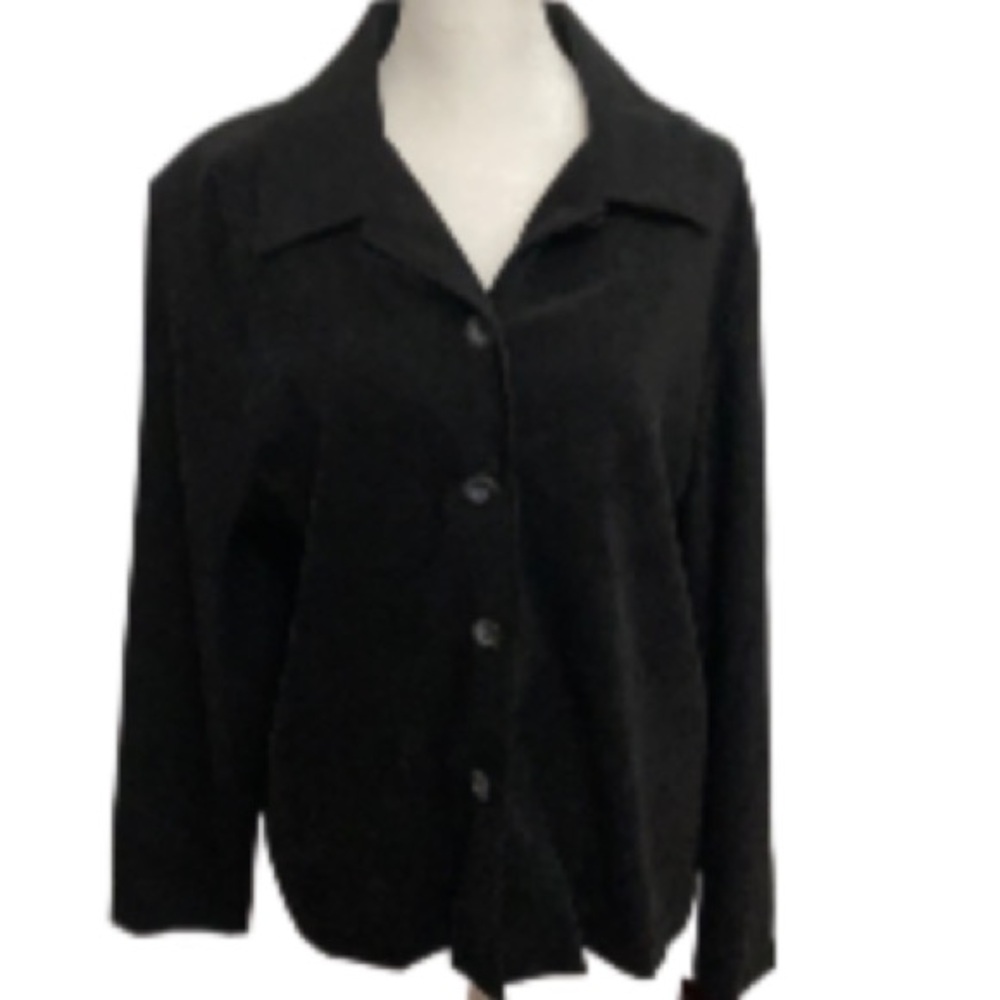 NWT Vintage Briggs Black Lightweight Spandex Stretch Blazer Size Petite Large